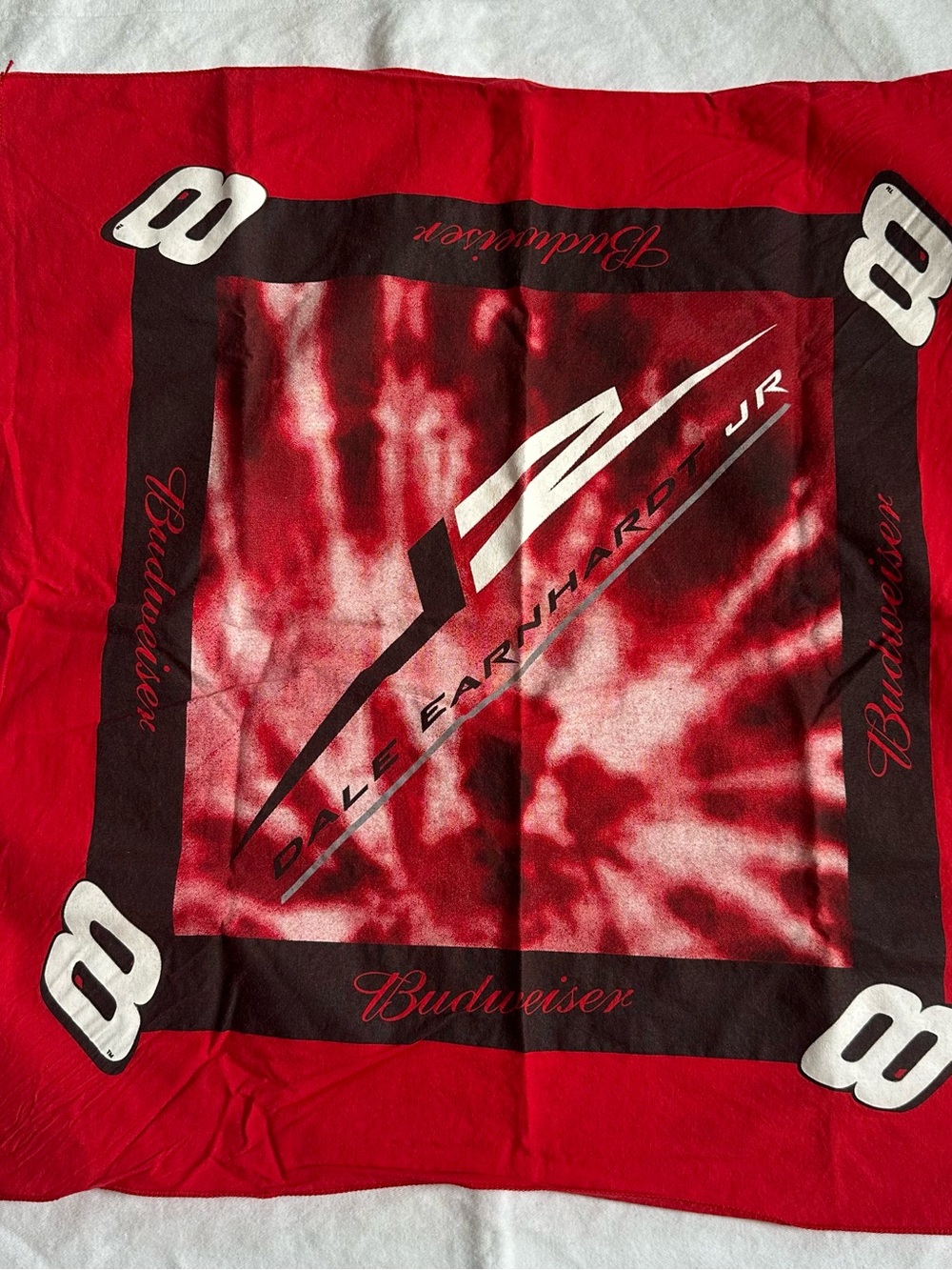 Vintage Dale Earnhardt Jr. #8 Budweiser NASCAR Bandana Tie-Dye Red